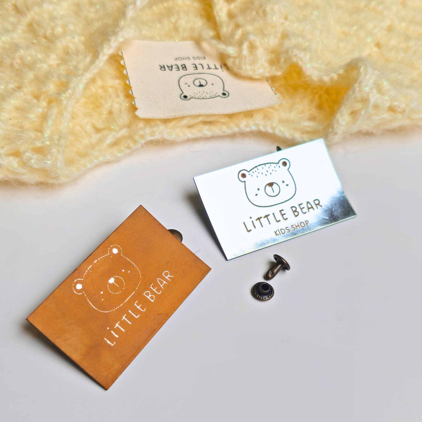 Vegan Suede Label - Metallic Finish