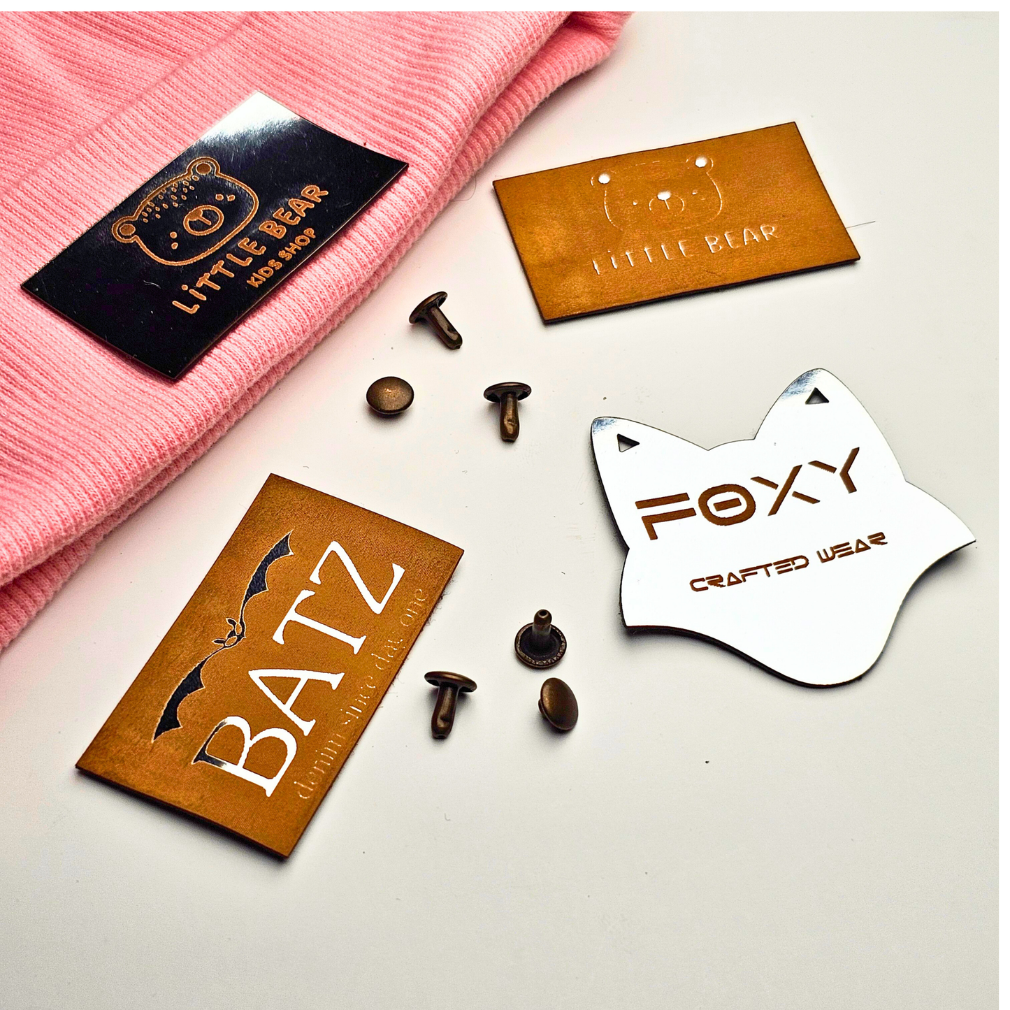 Vegan Suede Label - Metallic Finish