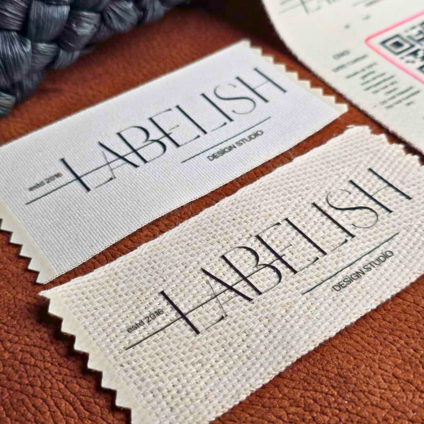 Özel Pamuk Etiket - Logo, Bakım Talimatı ve QR Kod
